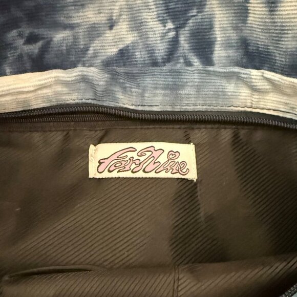 Tie-Dye Dog Print Corduroy Tote Bag With Fringe Details Zipper Pocket - Picture 7 of 13